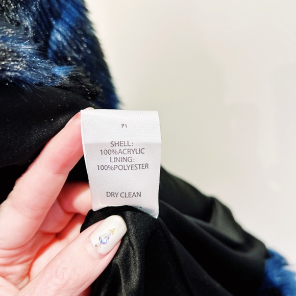 BELLE VERE dark blue layers faux fur coat jacket - Picture 3 of 6